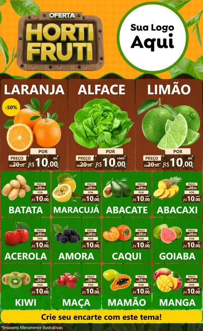 Modelo de Encarte para Encarte Grande com o tema Oferta Hortifrúti para Hortifrúti