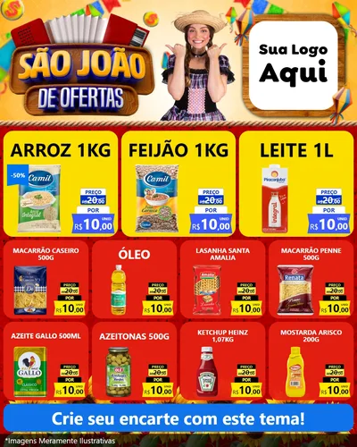 Modelo de Rede Social para Feed Instagram com o tema São João de Ofertas para Supermercado