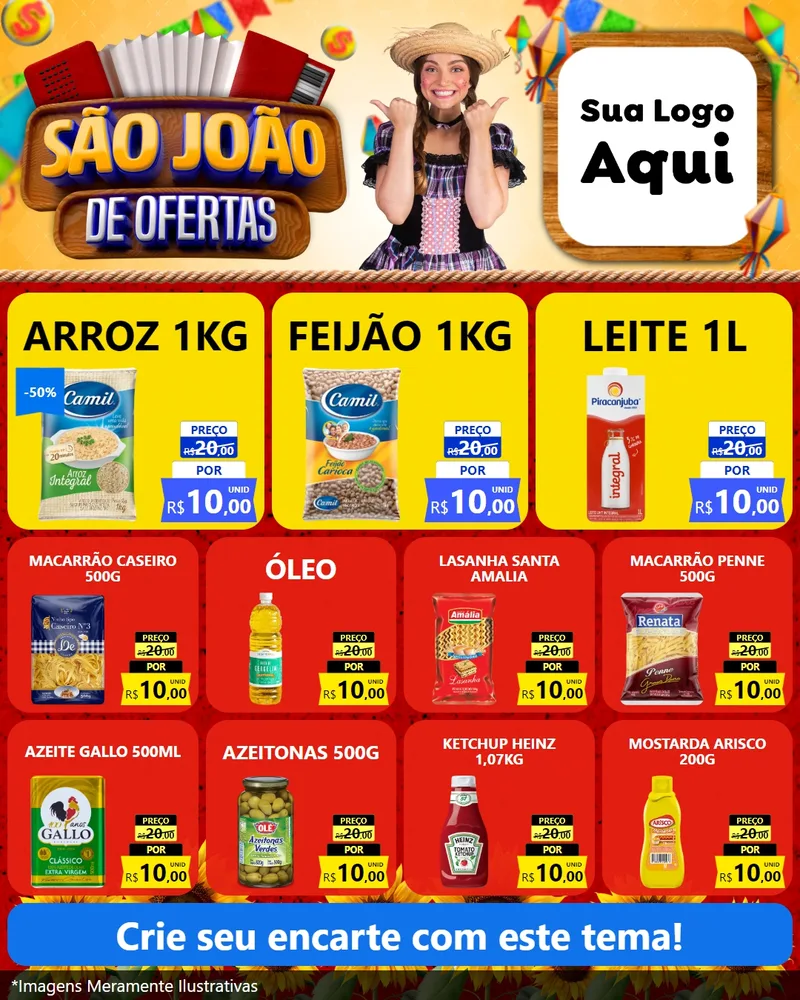 Modelo de Rede Social para Feed Instagram com o tema São João de Ofertas para Supermercado