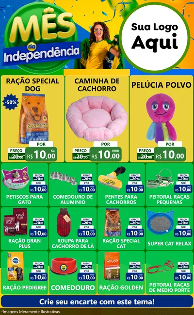 Modelo de Encarte para Encarte Grande com o tema Mês da Independência para Pet Shop