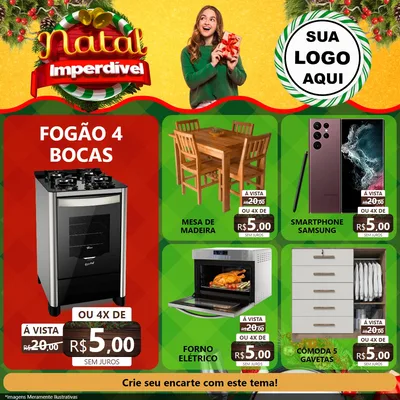 Modelo de Rede Social para Feed Facebook com o tema Natal Imperdível para Móveis e Eletro