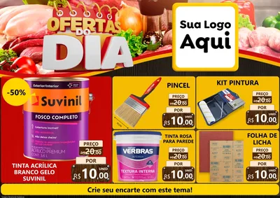 Modelo de Encarte para Encarte A4 Horizontal com o tema Ofertas do Dia para Tintas e Ferramentas