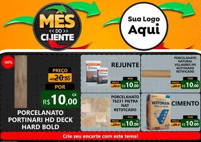 Modelo de Encarte para Encarte A4 Horizontal com o tema Mês do Cliente para Pisos e revestimentos