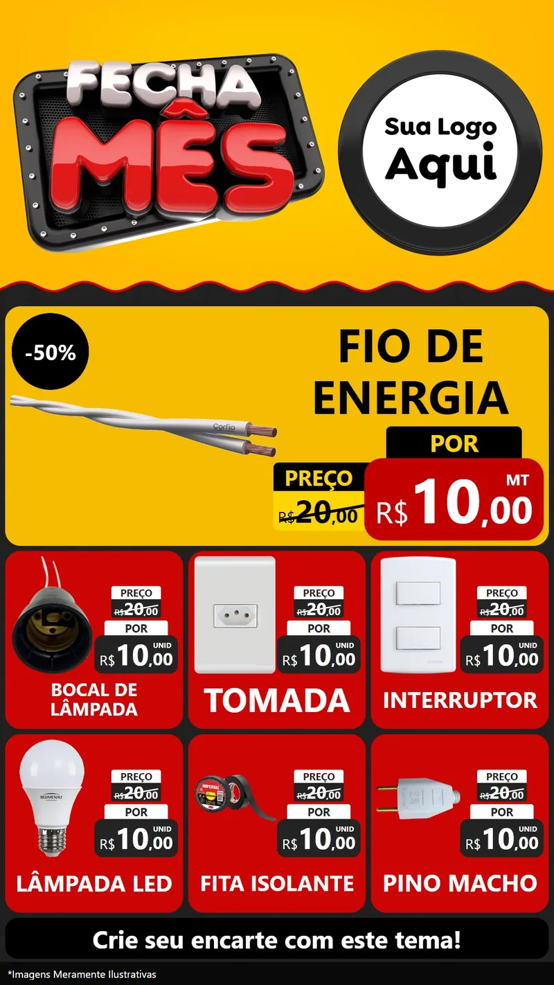Modelo de Rede Social para Stories com o tema Fecha Mês para Materiais Elétricos
