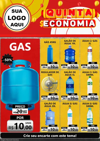 Modelo de Encarte para Encarte A4 Vertical com o tema Quinta da Economia para Água e gás