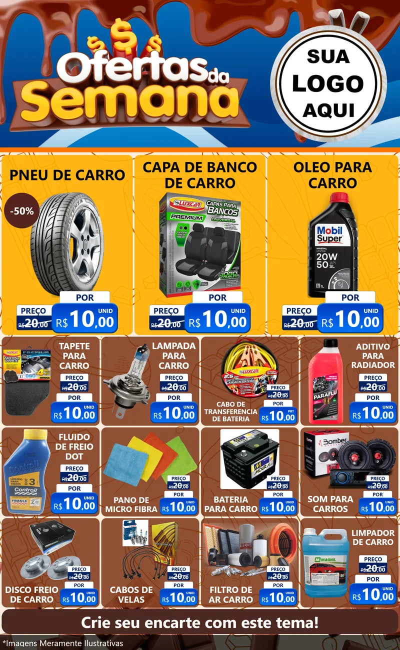 Modelo de Encarte para Encarte Grande com o tema Ofertas da Semana - Páscoa para Auto peças