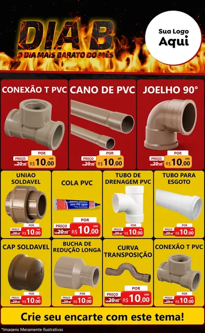 Modelo de Encarte para Encarte Grande com o tema Dia B para Tubos e conexões
