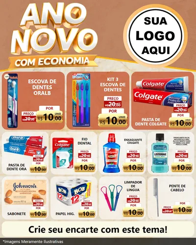 Modelo de Rede Social para Feed Instagram com o tema Ano Novo Com Economia para Higiene Pessoal
