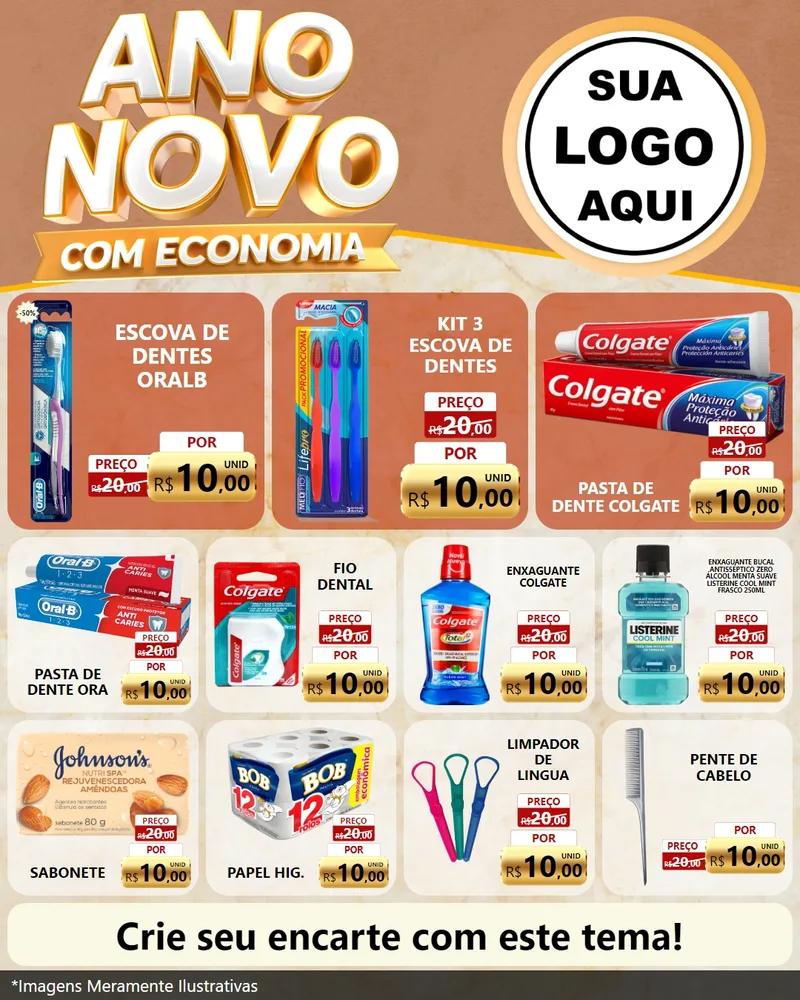 Modelo de Rede Social para Feed Instagram com o tema Ano Novo Com Economia para Higiene Pessoal