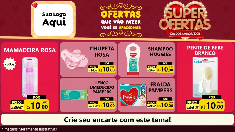 Modelo de TV para TV Horizontal com o tema Dia dos Namorados para Bebês