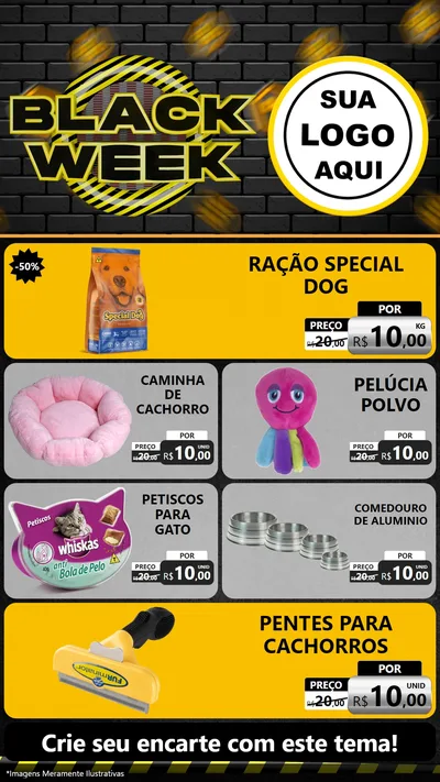 Modelo de TV para TV Vertical com o tema Black Week para Pet Shop
