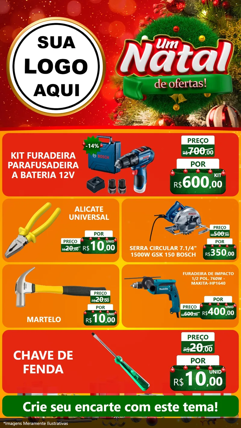 Modelo de TV para TV Vertical com o tema Um Natal de Ofertas para Maquinas e Ferramentas