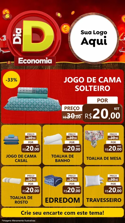 Modelo de Rede Social para Stories com o tema Dia D Economia para Cama, Mesa e Banho