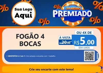 Modelo de Cartaz para Cartaz A4 Horizontal com o tema Janeiro Premiado para Móveis e Eletro