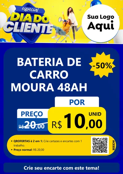 Modelo de Cartaz para Cartaz A4 Vertical com o tema Especial Dia do Cliente para Baterias Elétricas