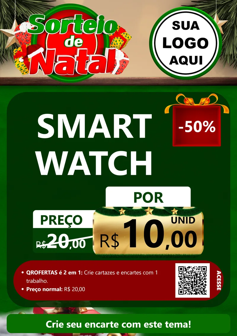 Modelo de Cartaz para Cartaz A4 Vertical com o tema Sorteio de Natal para Informática