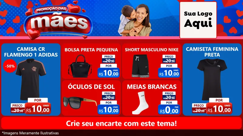Modelo de TV para TV Horizontal com o tema Promoção das Mães para Roupas e acessórios