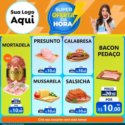 Modelo de Rede Social para Feed Facebook com o tema Super Oferta da Hora para Frios e Laticínios