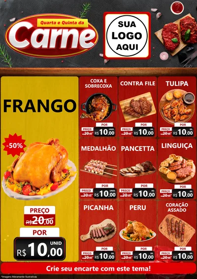 Modelo de Encarte para Encarte A4 Vertical com o tema Quarta e Quinta da Carne para Assados