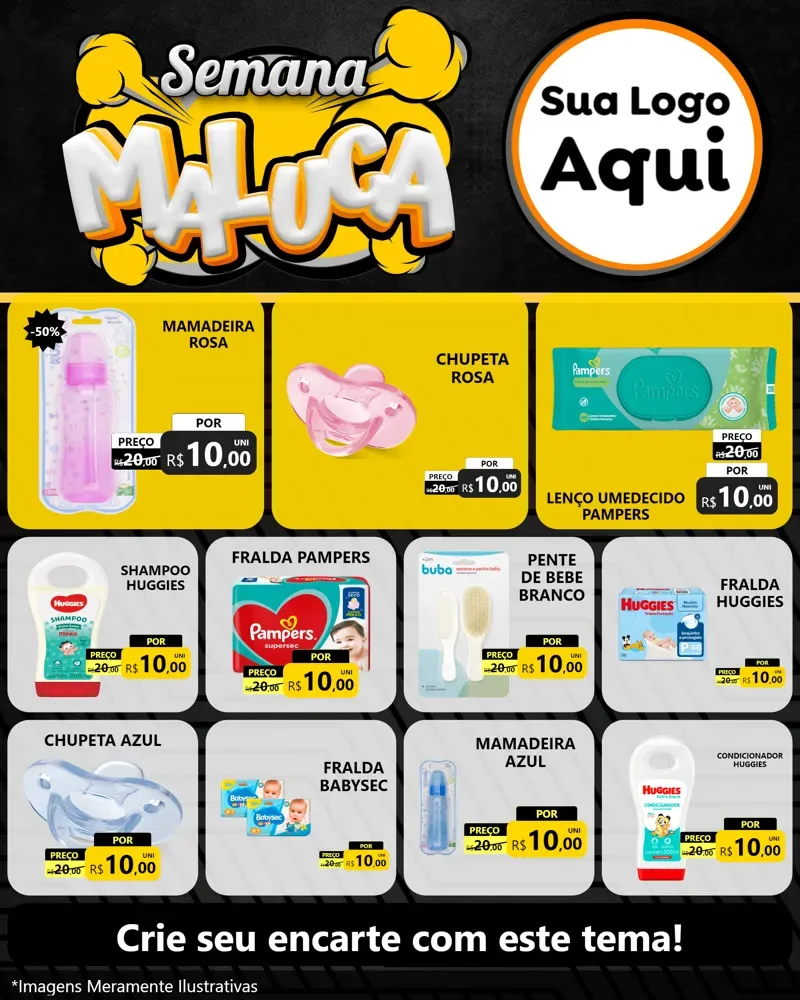Modelo de Rede Social para Feed Instagram com o tema Semana Maluca para Bebês