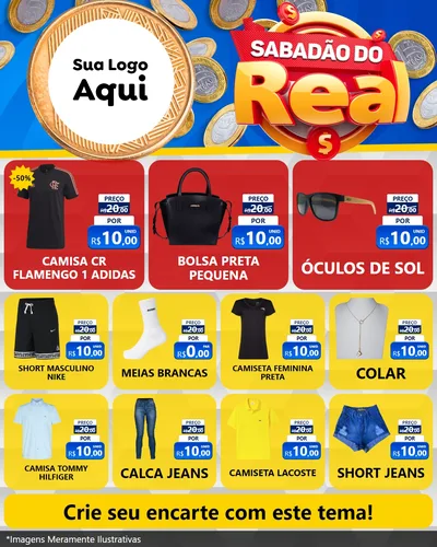 Modelo de Rede Social para Feed Instagram com o tema Sabadão do Real para Roupas e acessórios