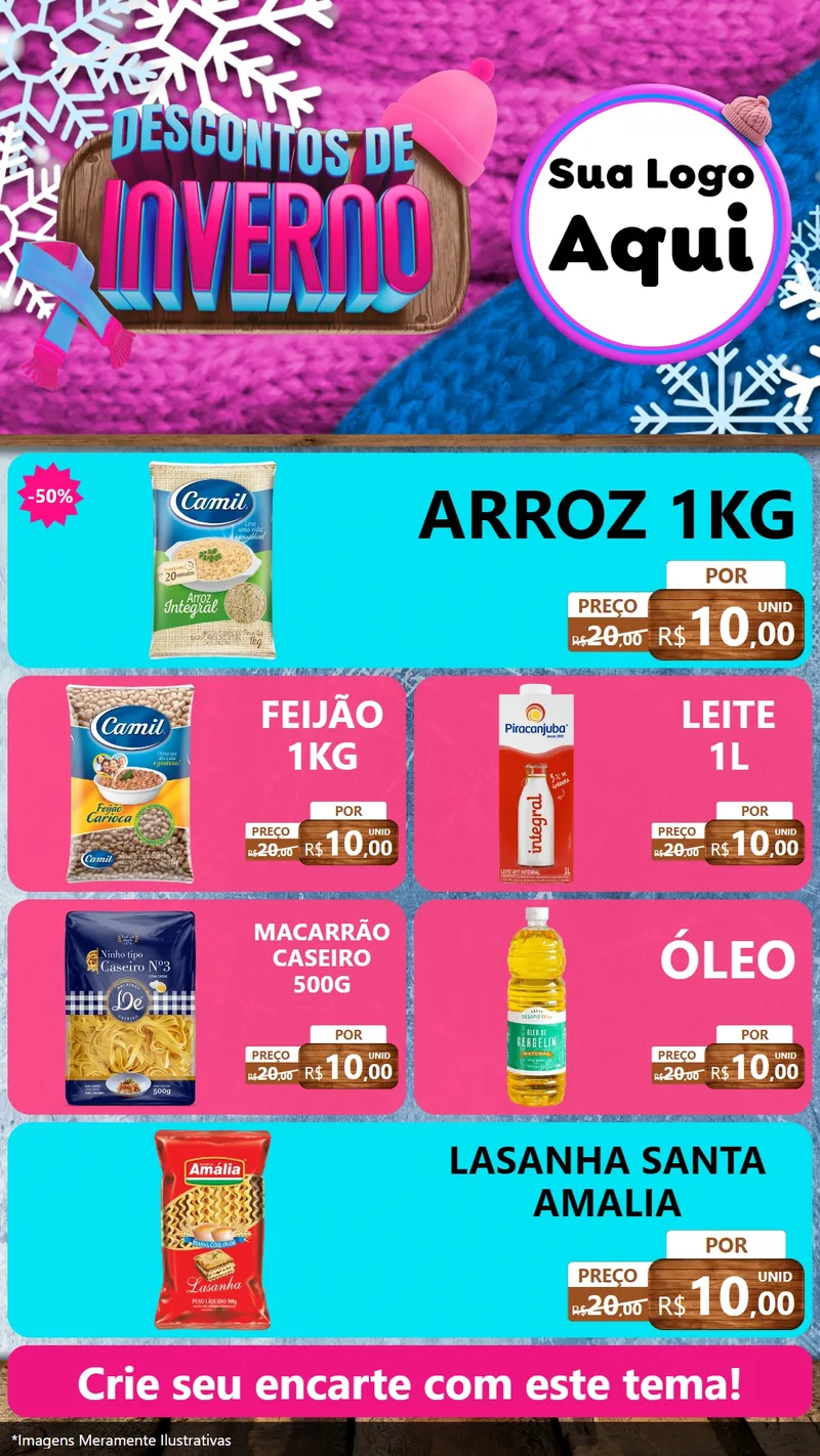 Modelo de TV para TV Vertical com o tema Descontos de Inverno para Supermercado