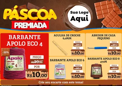 Modelo de Encarte para Encarte A4 Horizontal com o tema Páscoa Premiada para Armarinho e Aviamentos