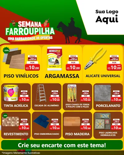 Modelo de Rede Social para Feed Instagram com o tema Semana Farroupilha - Uma Barbaridade de Ofertas para Material para Construção