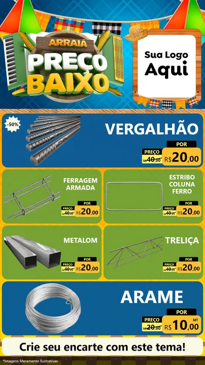 Modelo de TV para TV Vertical com o tema Arraiá de Preço Baixo - Junina para Ferragens