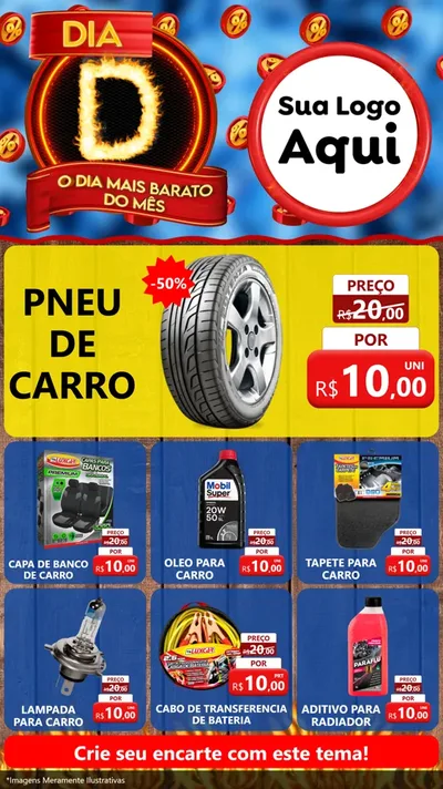 Modelo de Rede Social para Stories com o tema Dia D - O Dia Mais Barato Do Mês para Auto peças