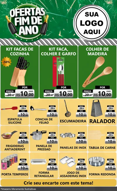 Modelo de Encarte para Encarte Grande com o tema Ofertas Fim de Ano para Utilidades Domésticas