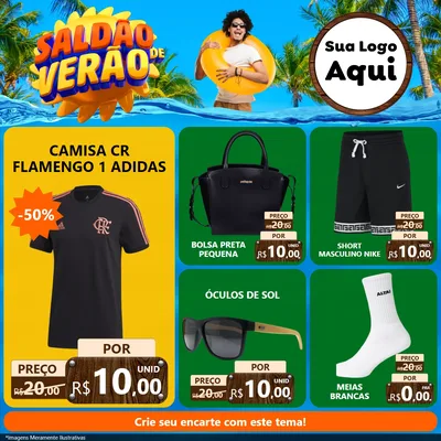 Modelo de Rede Social para Feed Facebook com o tema Saldão de Verão para Roupas e acessórios