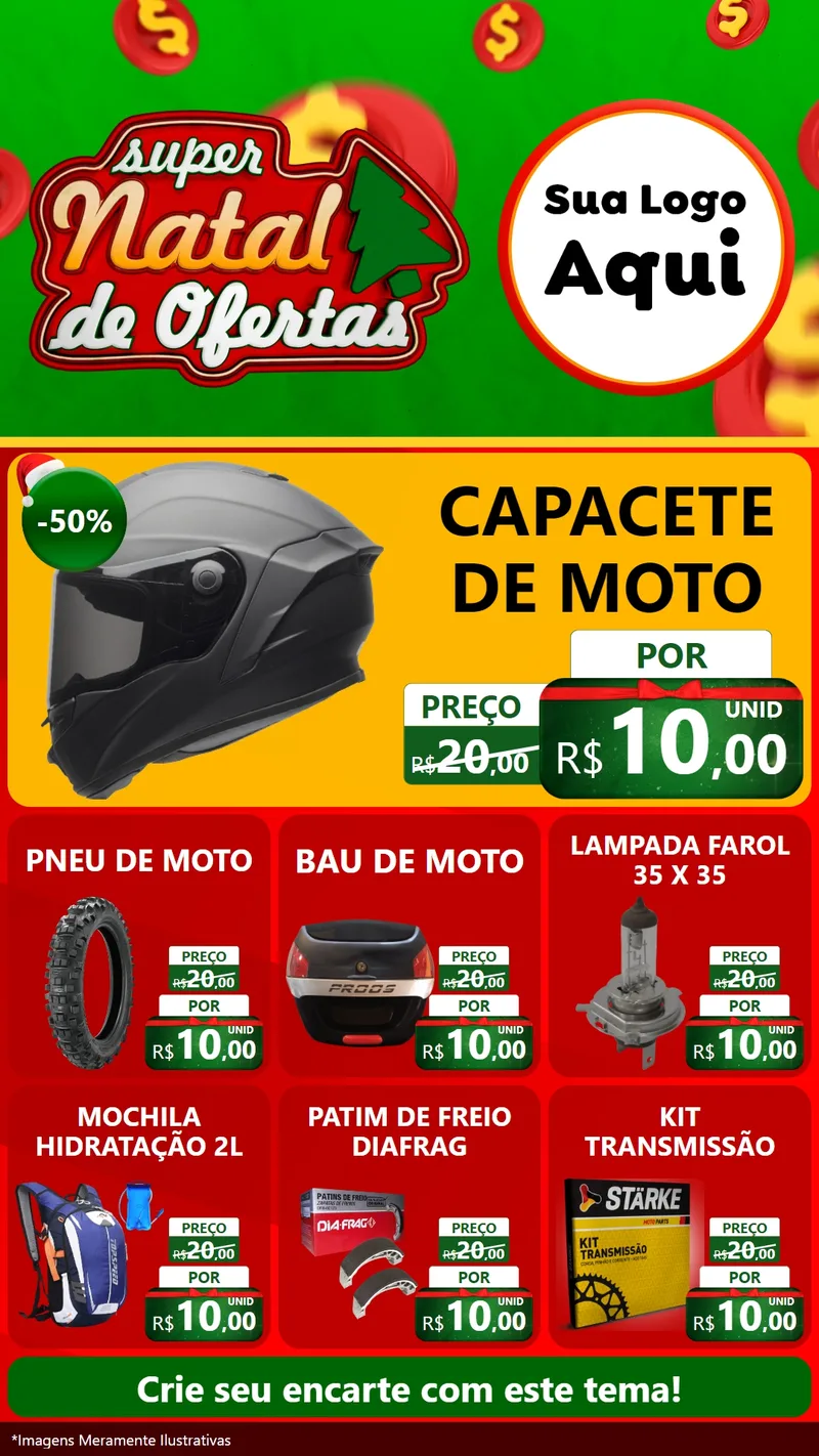 Modelo de Rede Social para Stories com o tema Super Natal de Ofertas para Moto peças