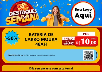 Modelo de Cartaz para Cartaz A4 Horizontal com o tema Destaques da Semana para Baterias Elétricas