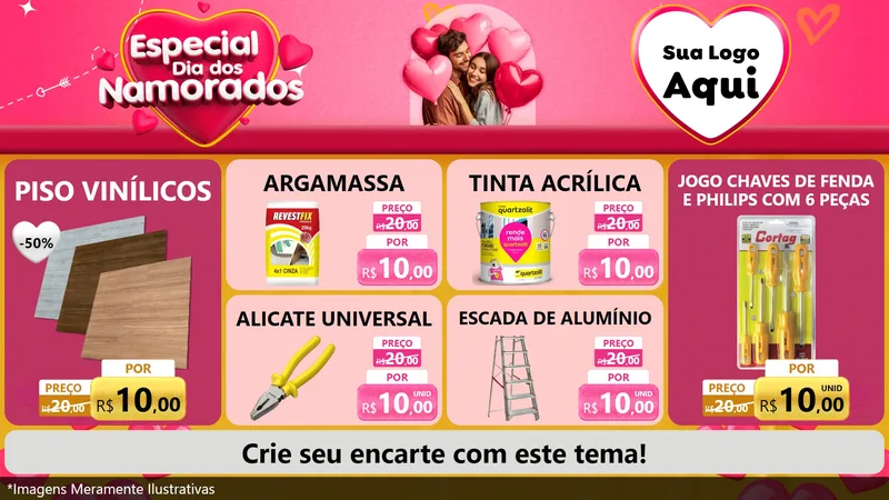 Modelo de TV para TV Horizontal com o tema Especial Dia dos Namorados para Material para Construção