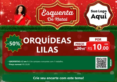 Modelo de Cartaz para Cartaz A4 Horizontal com o tema Esquenta de Natal para Floricultura e jardim