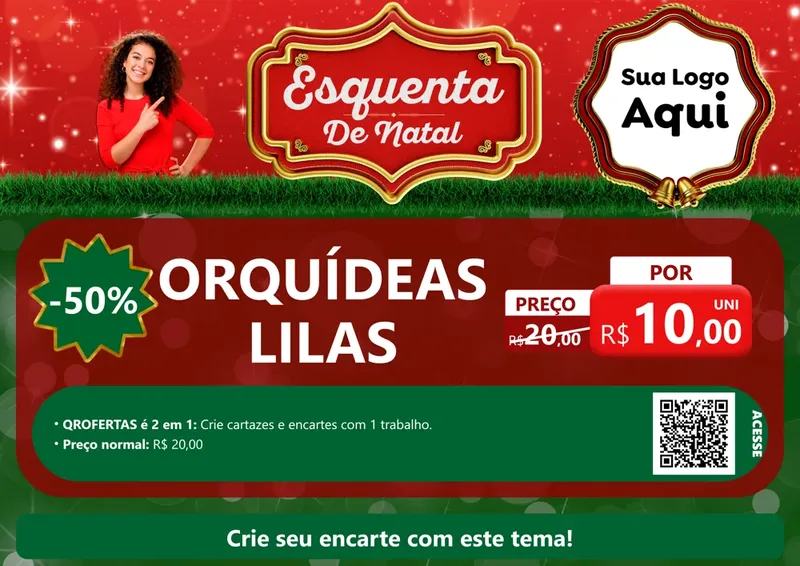 Modelo de Cartaz para Cartaz A4 Horizontal com o tema Esquenta de Natal para Floricultura e jardim