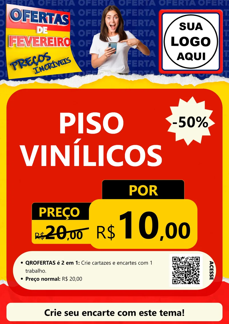 Modelo de Cartaz para Cartaz A4 Vertical com o tema Ofertas de Fevereiro - Preços Incríveis para Material para Construção