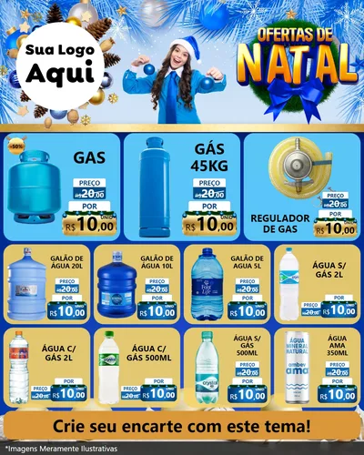 Modelo de Rede Social para Feed Instagram com o tema Ofertas de Natal para Água e gás