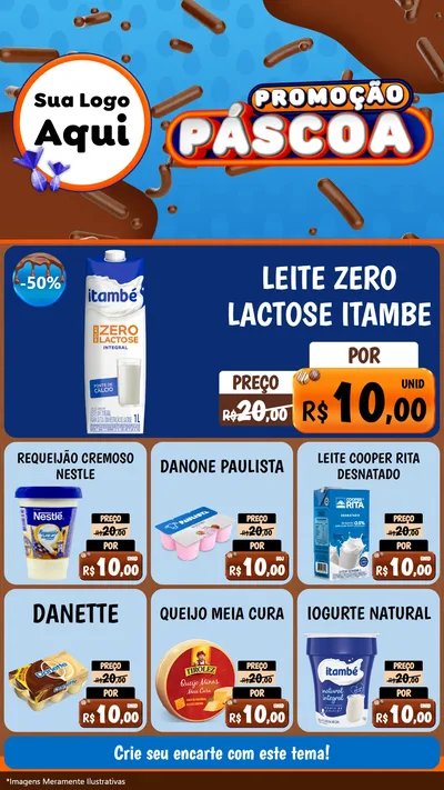 Modelo de Rede Social para Stories com o tema Promoção Páscoa para Frios e Laticínios