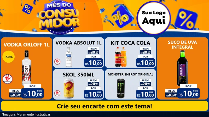 Modelo de TV para TV Horizontal com o tema Mês do Consumidor para Distribuidora de bebidas