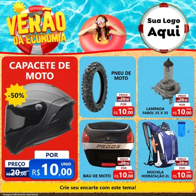 Modelo de Rede Social para Feed Facebook com o tema Verão da Economia para Moto peças