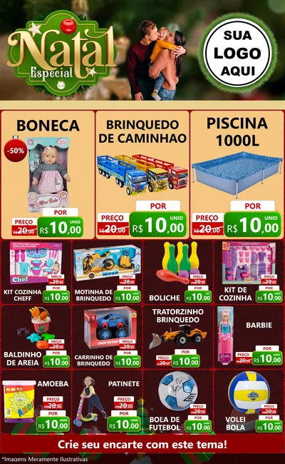 Modelo de Encarte para Encarte Grande com o tema Natal Especial para Brinquedos