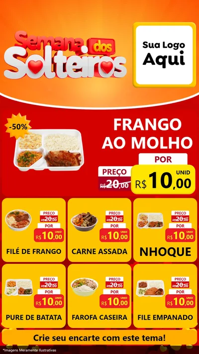 Modelo de Rede Social para Stories com o tema Semana dos Solteiros para Restaurante