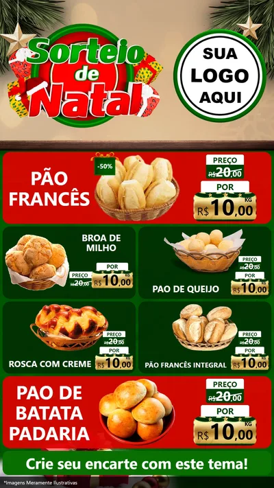 Modelo de TV para TV Vertical com o tema Sorteio de Natal para Padaria