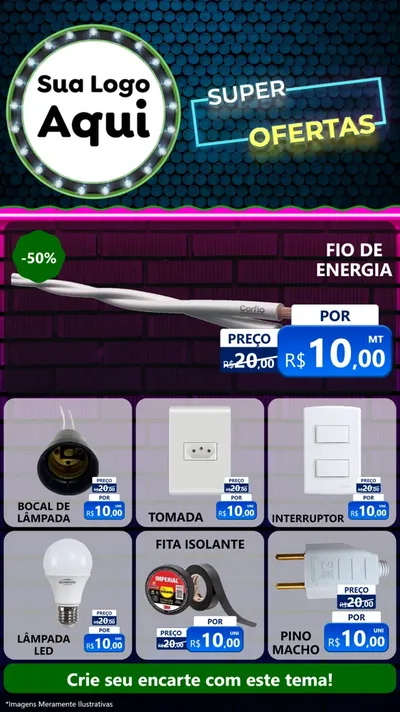 Modelo de Rede Social para Stories com o tema Super Ofertas para Materiais Elétricos