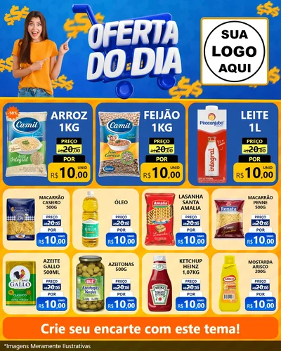 Modelo de Rede Social para Feed Instagram com o tema Oferta do Dia para Supermercado