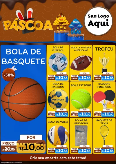 Modelo de Encarte para Encarte A4 Vertical com o tema Páscoa para Artigos Esportivos