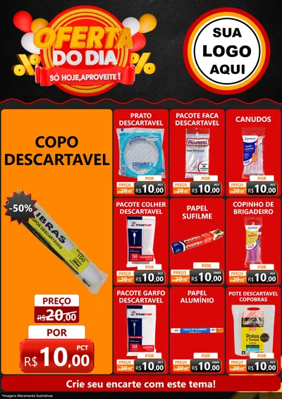 Modelo de Encarte para Encarte A4 Vertical com o tema Oferta do Dia - Só hoje, Aproveite! para Embalagens