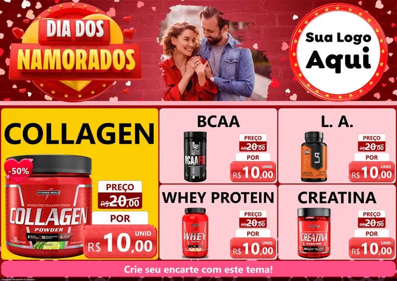 Modelo de Encarte para Encarte A4 Horizontal com o tema Dia Dos Namorados para Suplementos alimentares